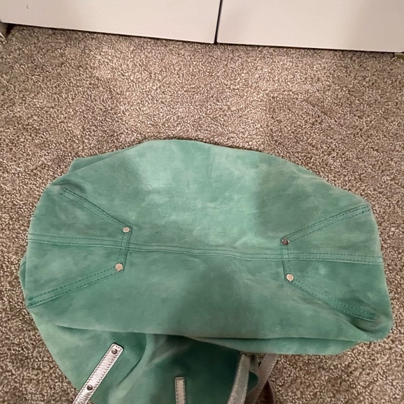 Tiffany & Co Suede Reversible Tote in Tiffany Blue and Silver includes pouch - Picture 8 of 14